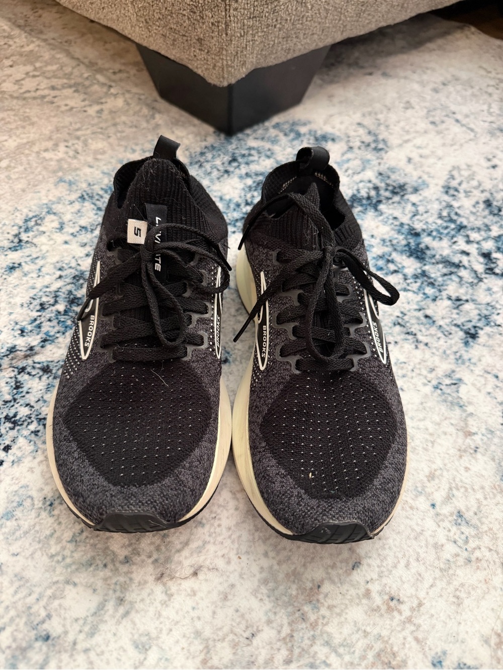 Brooks Women's Black and Cream Knit Running Shoes